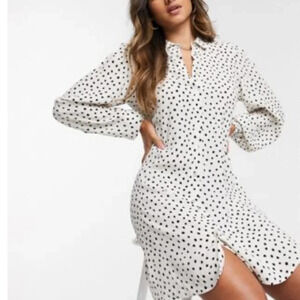Stradivarius polka dot shirt dress small